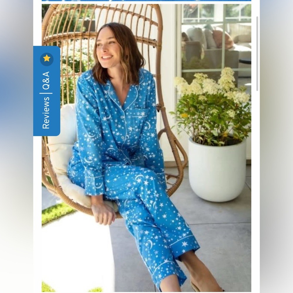 Printfresh Celestial Skies Long Sleep Set Starry Blue Women's Pajamas Medium
